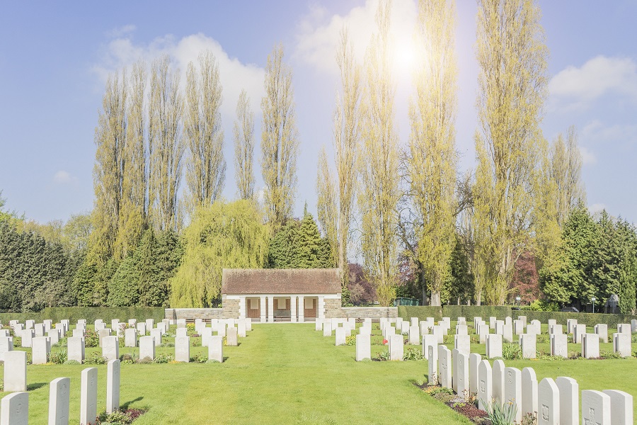 Ereperken voor de Britse soldaten die sneuvelden tijdens de twee Wereldoorlogen