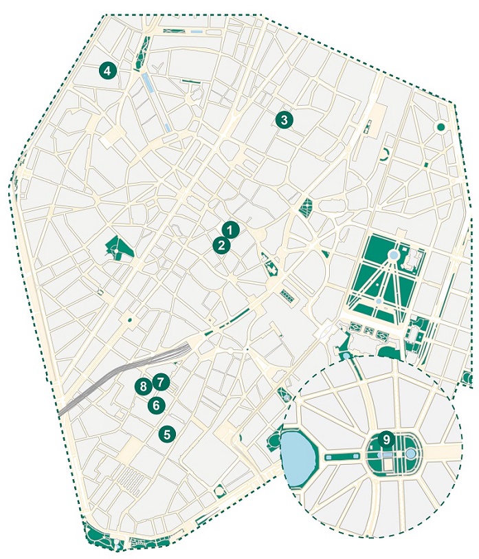 Carte des panneaux du centre-ville