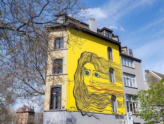Street art-muur in het kader van Balkan Trafik