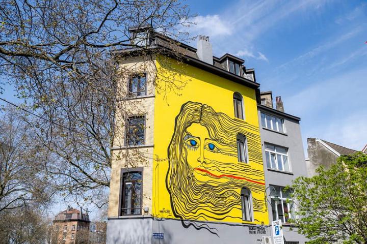 Street art-muur in het kader van Balkan Trafik