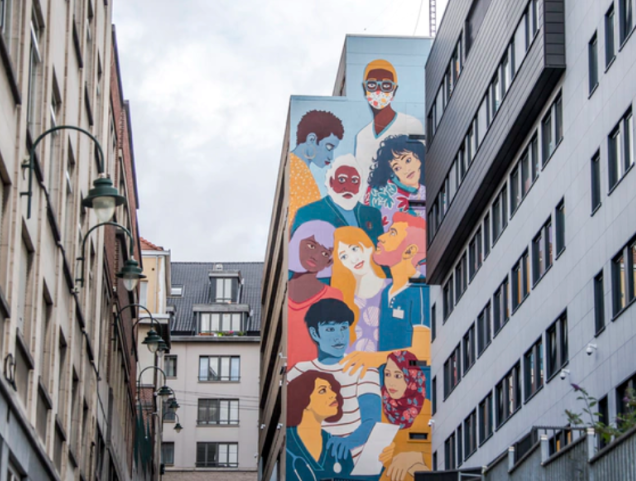 Muurschildering ter ere van het zorgpersoneel